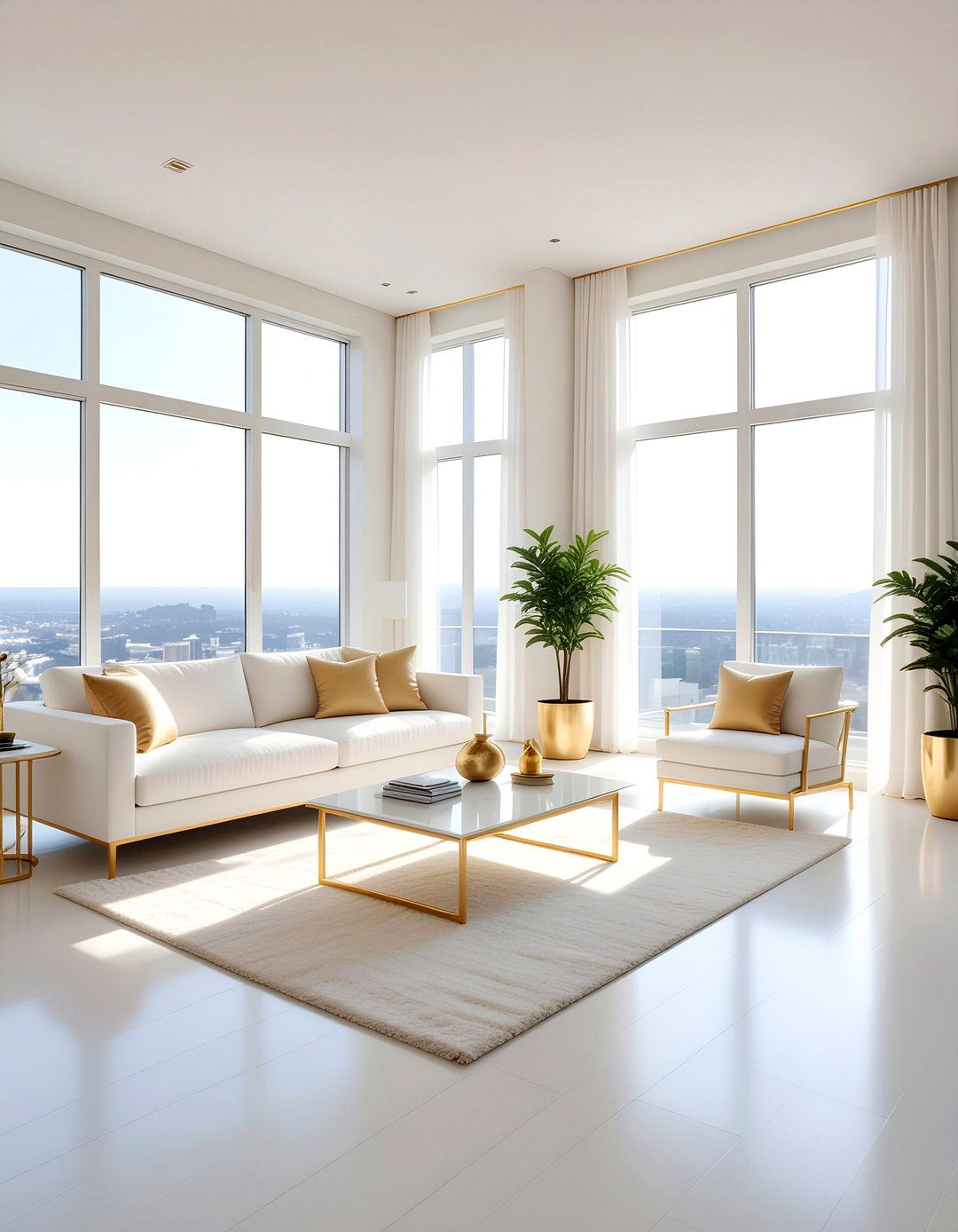 White and gold living room - 30 gold accent living room ideas