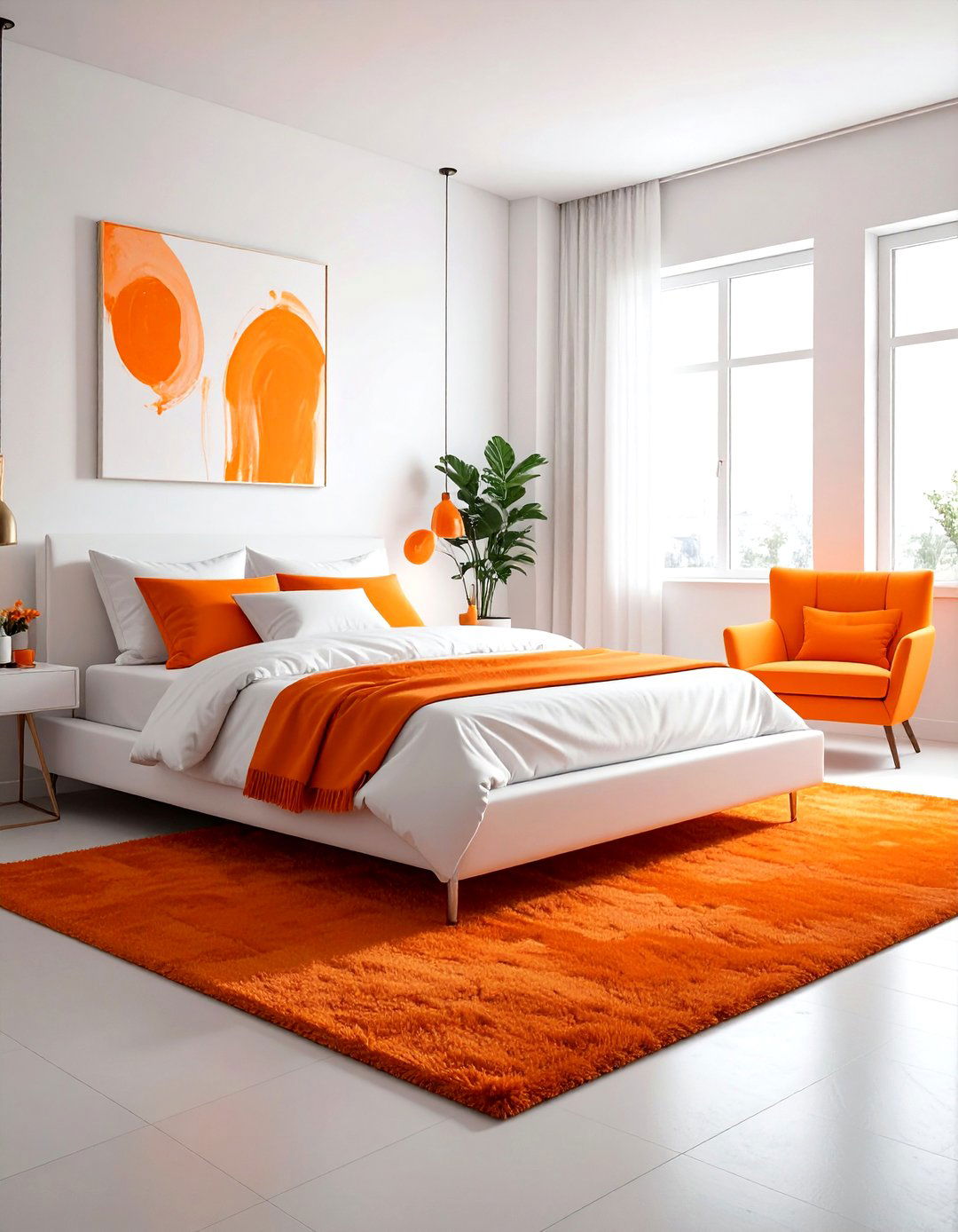 White and orange bedroom - 30 orange bedroom decor ideas