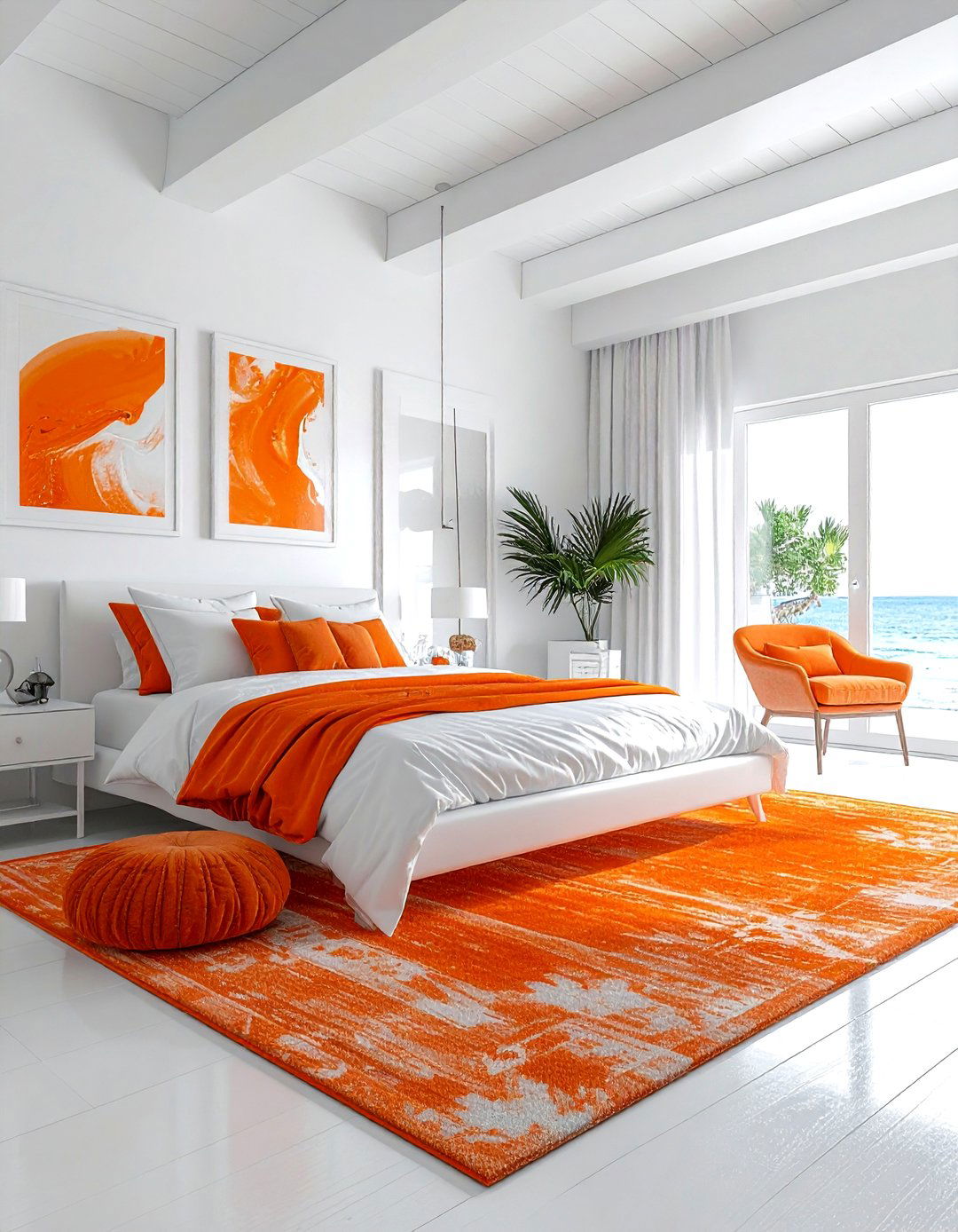 White and orange bedroom - 30 bright orange bedroom ideas