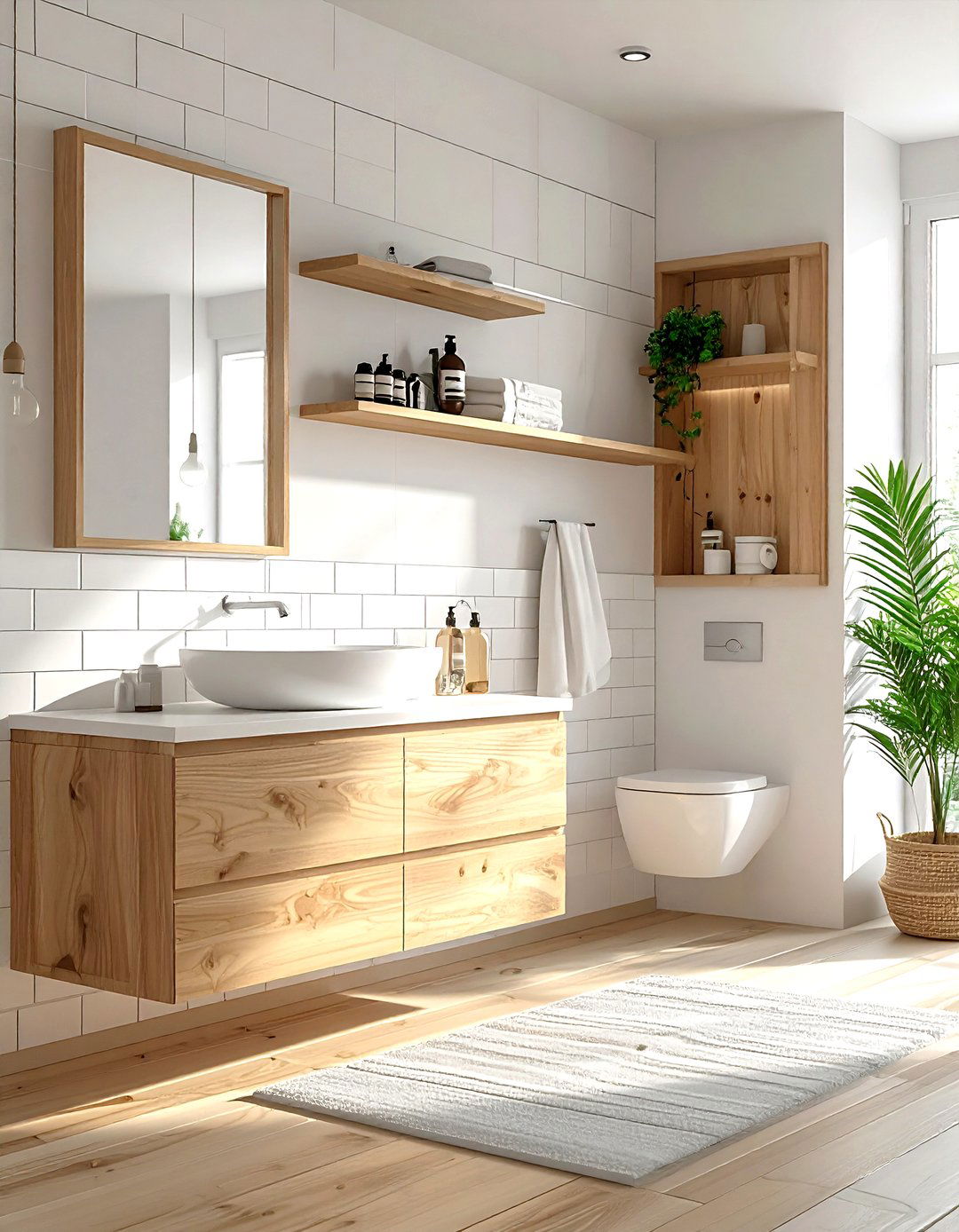 White and wood bathroom - 30 white bathroom decor ideas