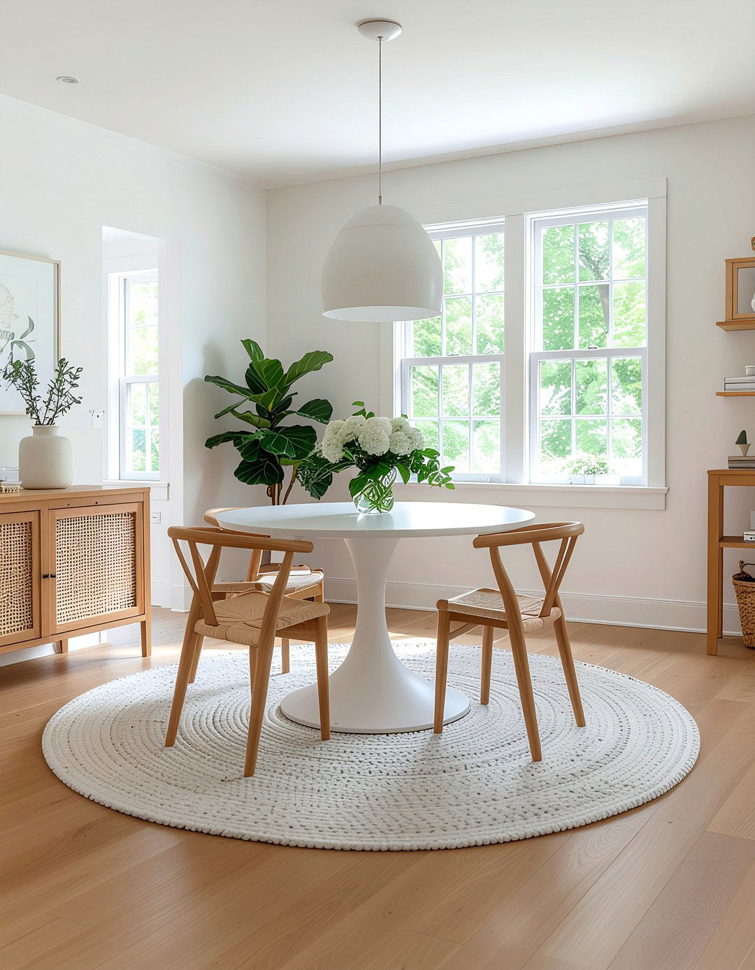 White and wood dining room set - 30 dining room finish mixing ideas