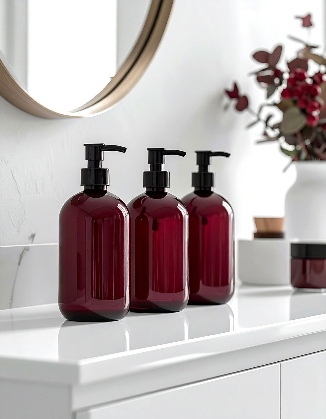 White bathroom burgundy decor accents - 30 burgundy and white bathroom ideas