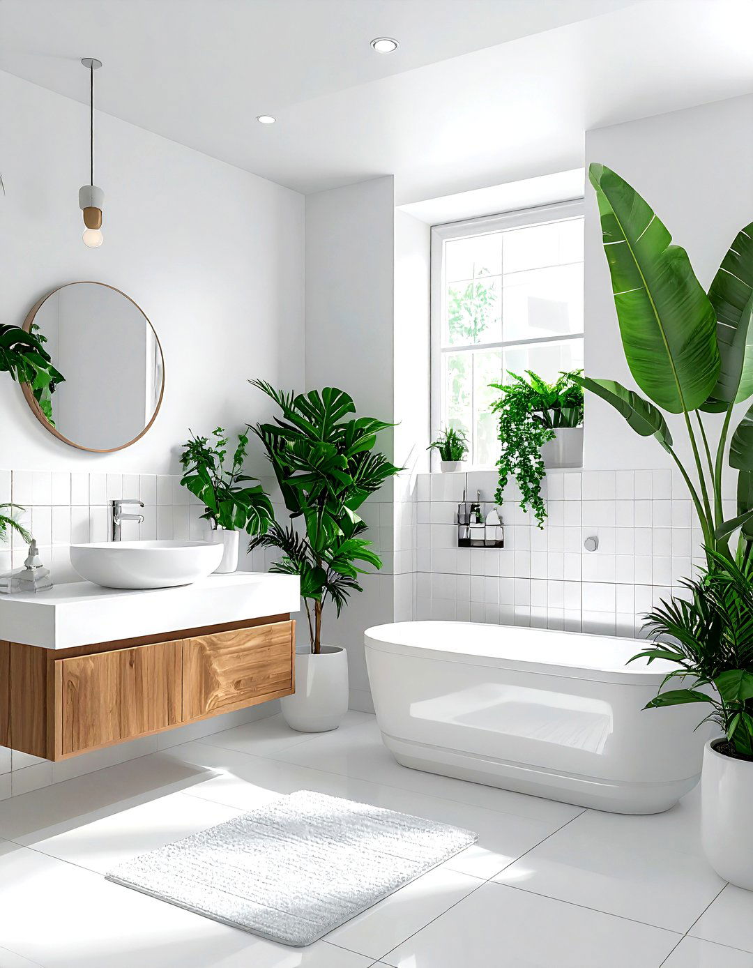 White bathroom with plants - 30 white bathroom decor ideas