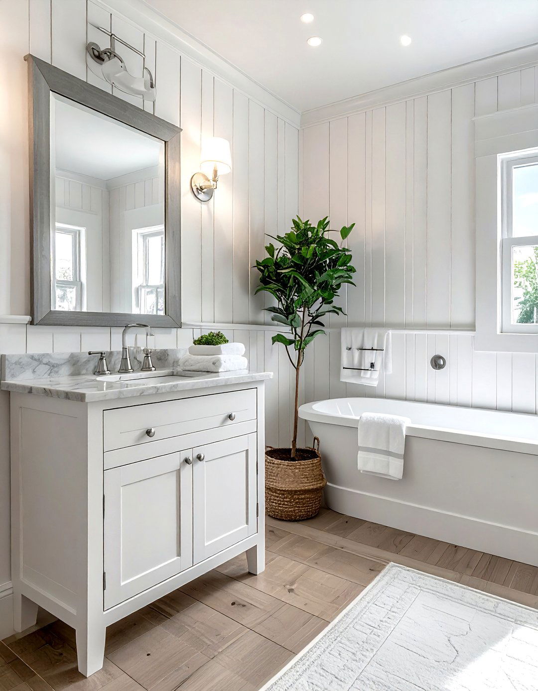 White beadboard bathroom - 30 wainscoting ideas