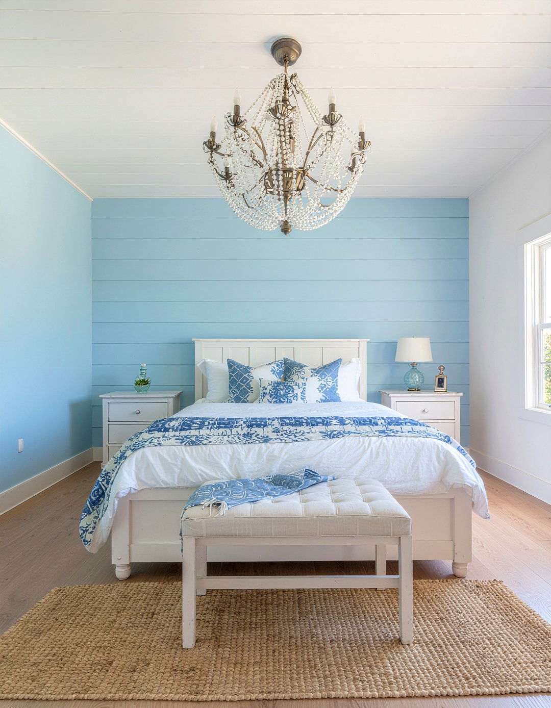 White beaded chandelier - 30 bedroom chandeliers