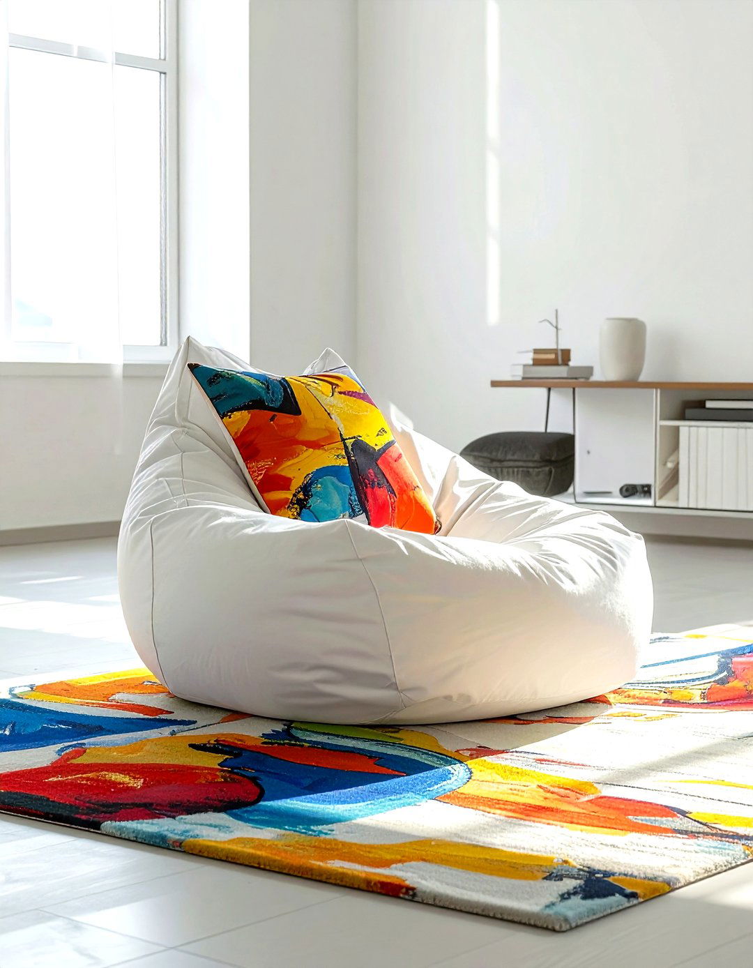 White bean bag chair - 30 living room bean bag ideas