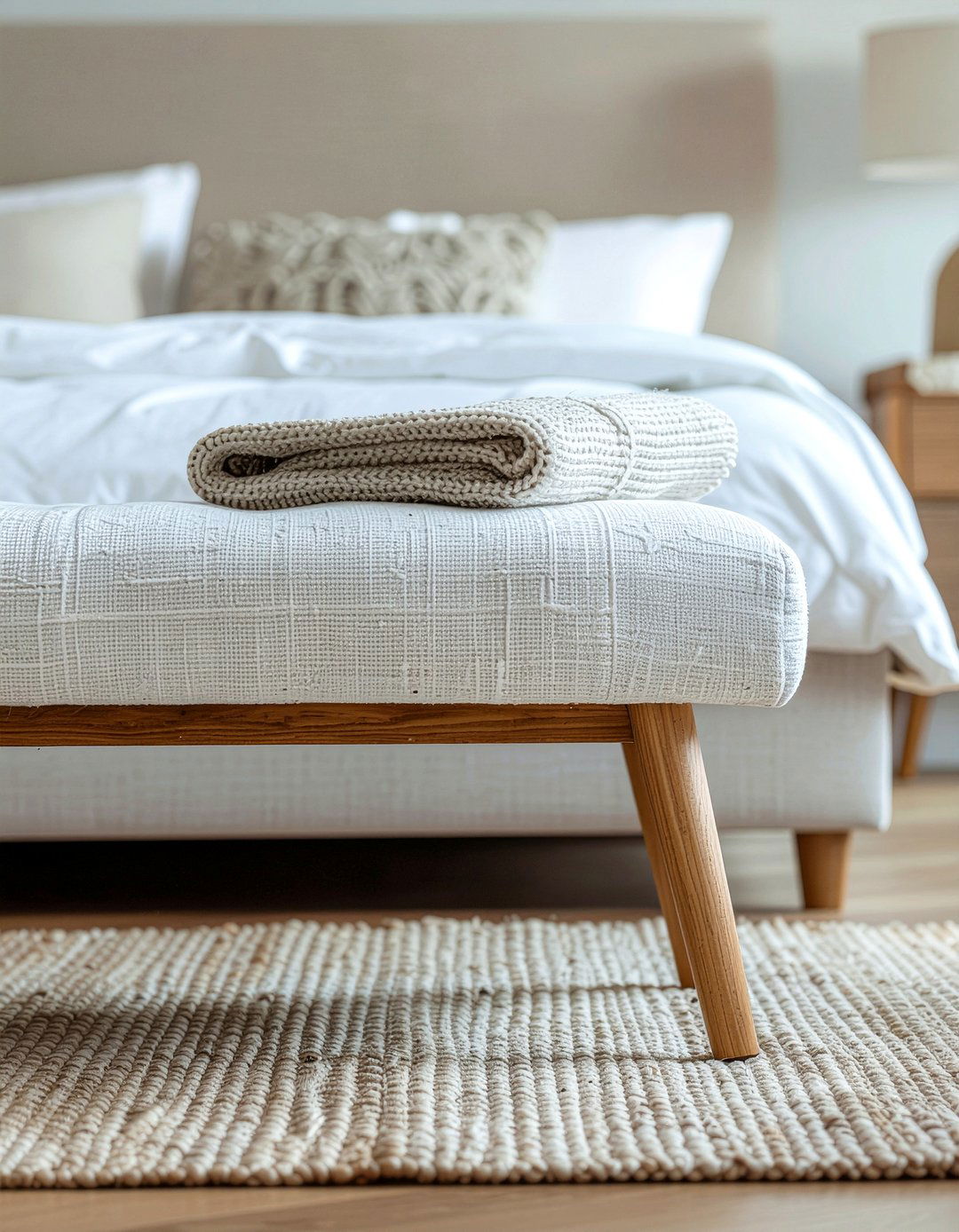 White bedroom bench - 30 off-white bedroom ideas