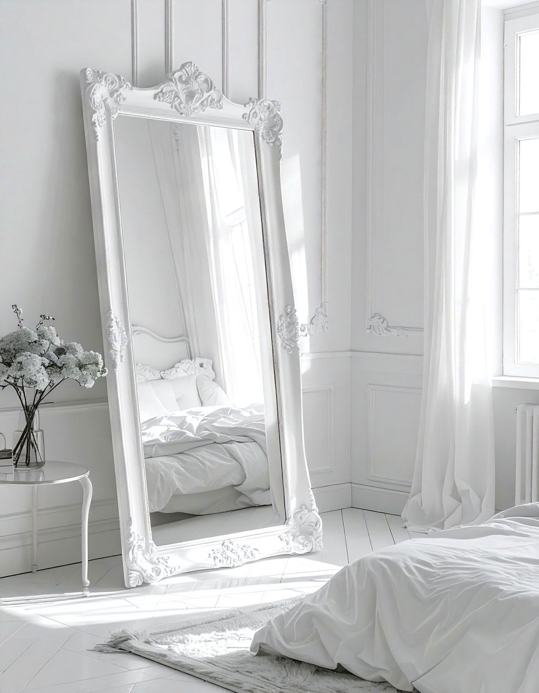 White bedroom mirror - 30 white bedroom design ideas