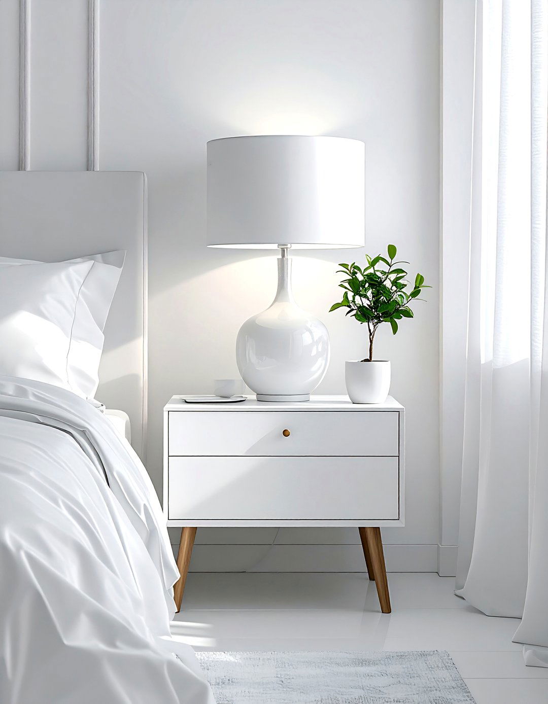 White bedroom nightstand - 30 white bedroom design ideas