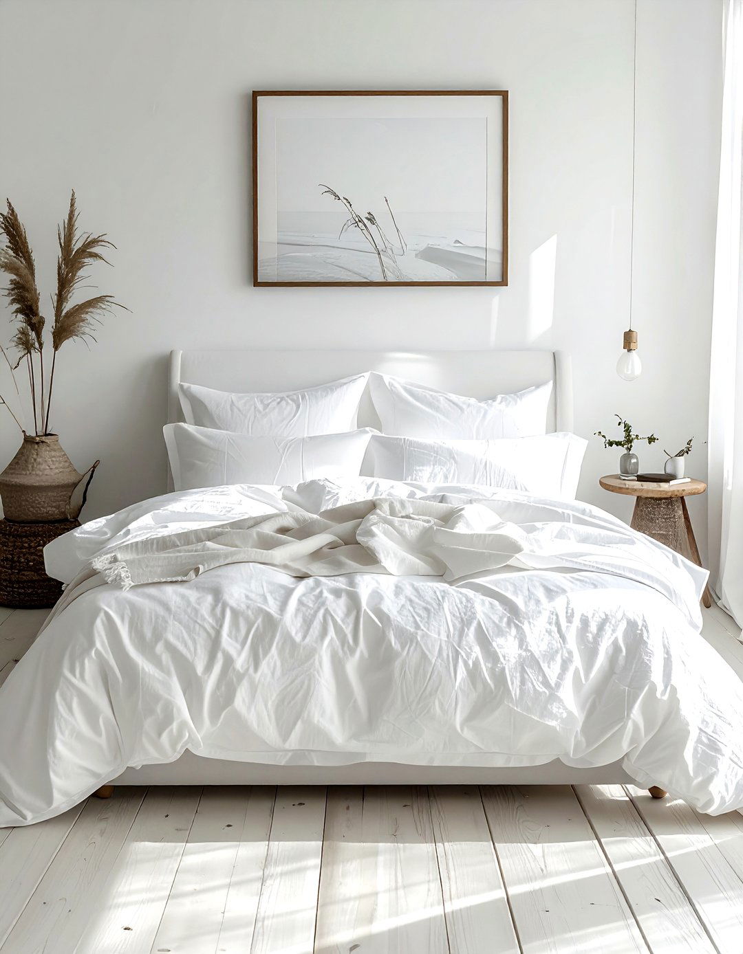 White bedroom with linen bedding - 30 coastal white bedroom ideas