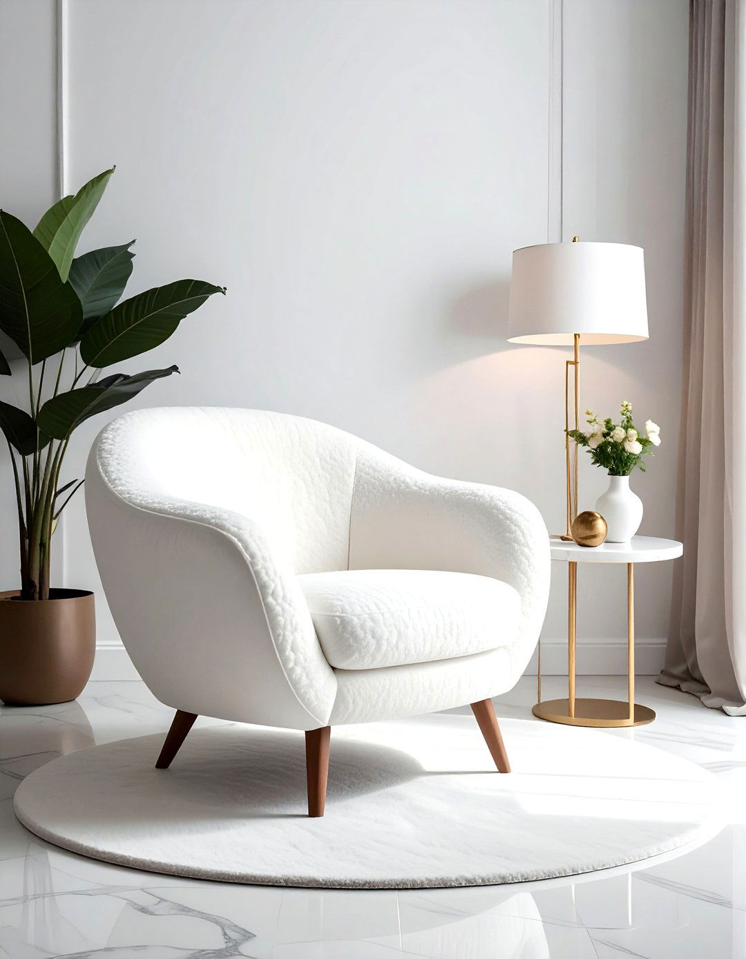 White boucle chair - 30 high-end decor ideas
