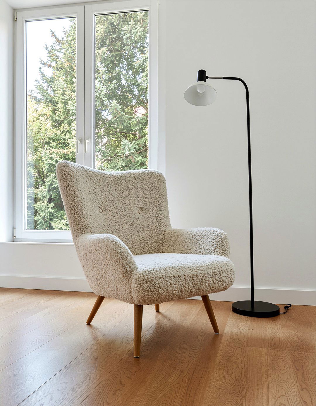 White boucle club chair - 30 living room club chair ideas