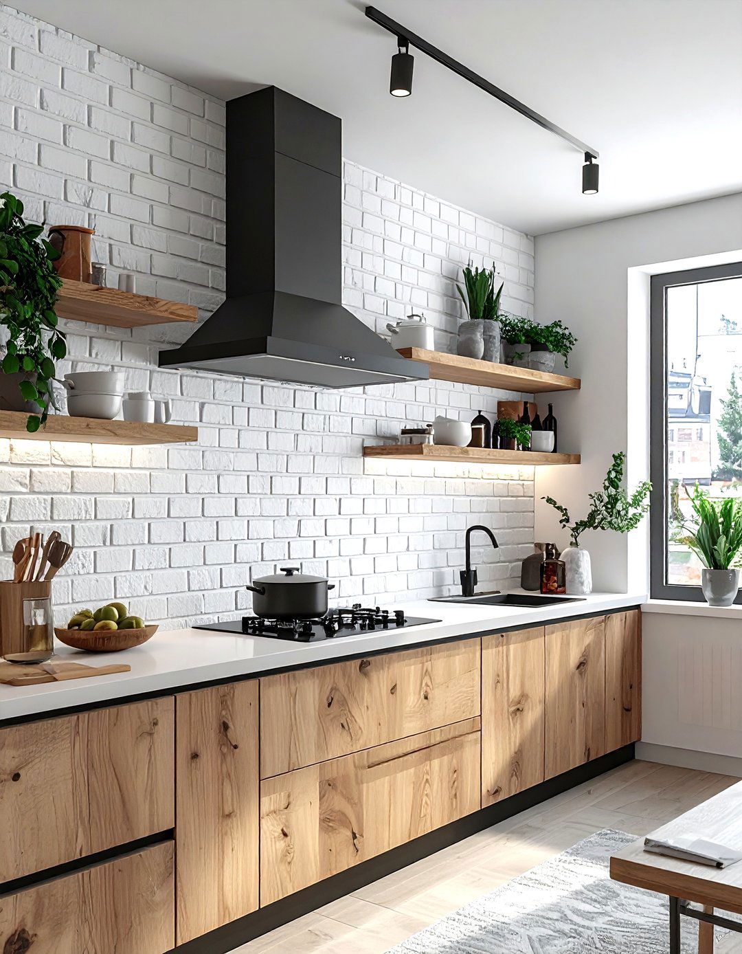 White brick kitchen wall - 30 urban industrial kitchen ideas