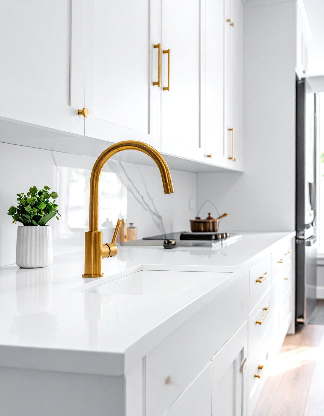 White cabinets gold hardware - 30 white kitchen cabinet ideas