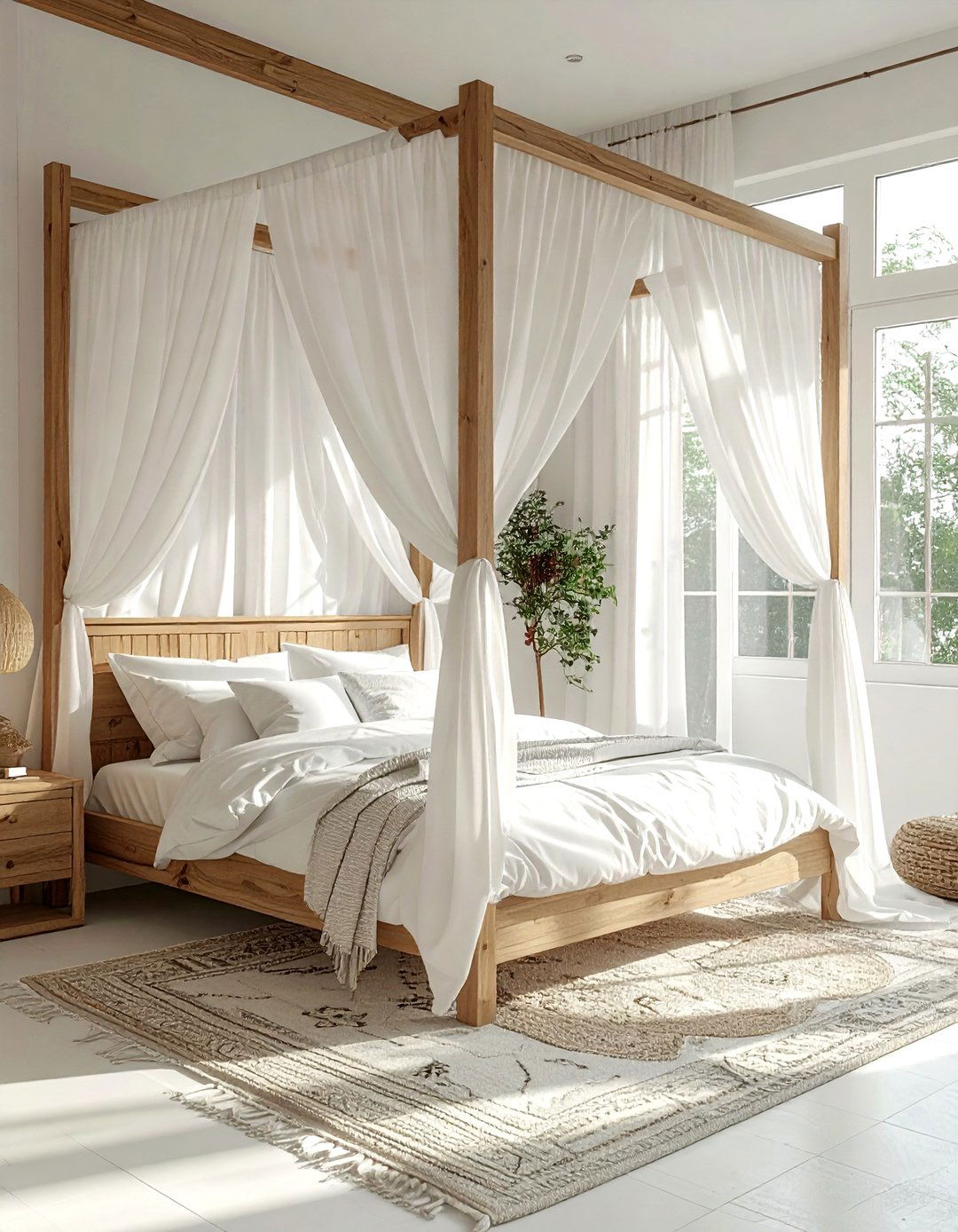 White canopy bed - 30 bohemian white bedroom ideas