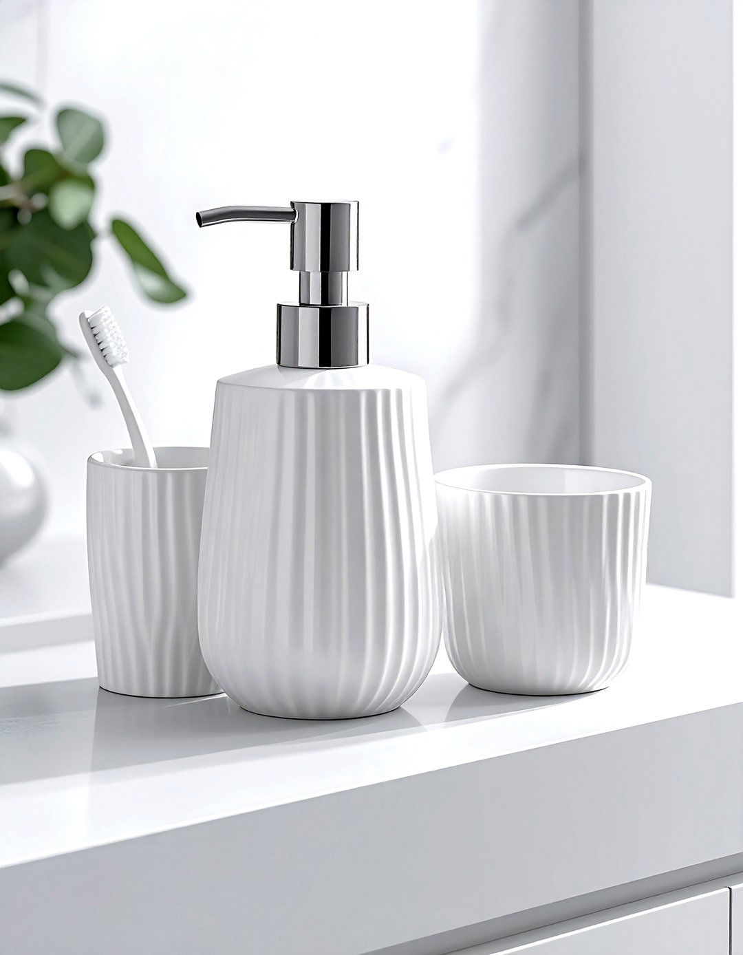 White ceramic bathroom set - 30 white bathroom accessories ideas