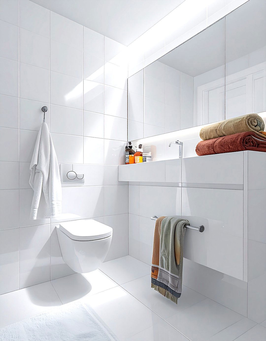 White ceramic tile - 30 bathroom flooring ideas