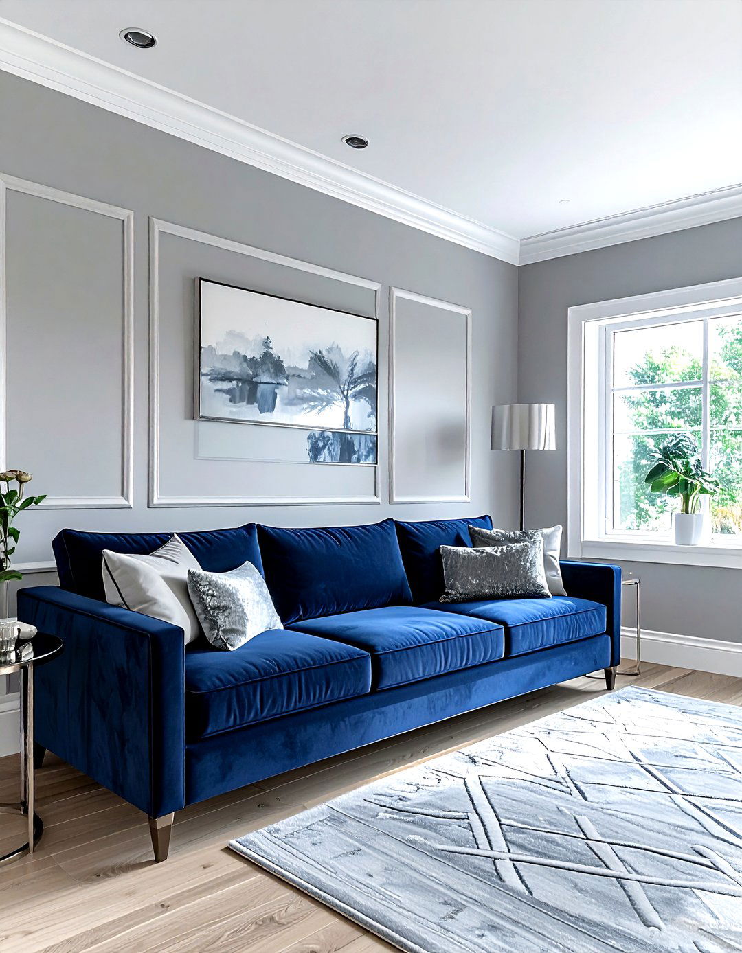 White chair rail with gray walls - 30 living room chair rail ideas