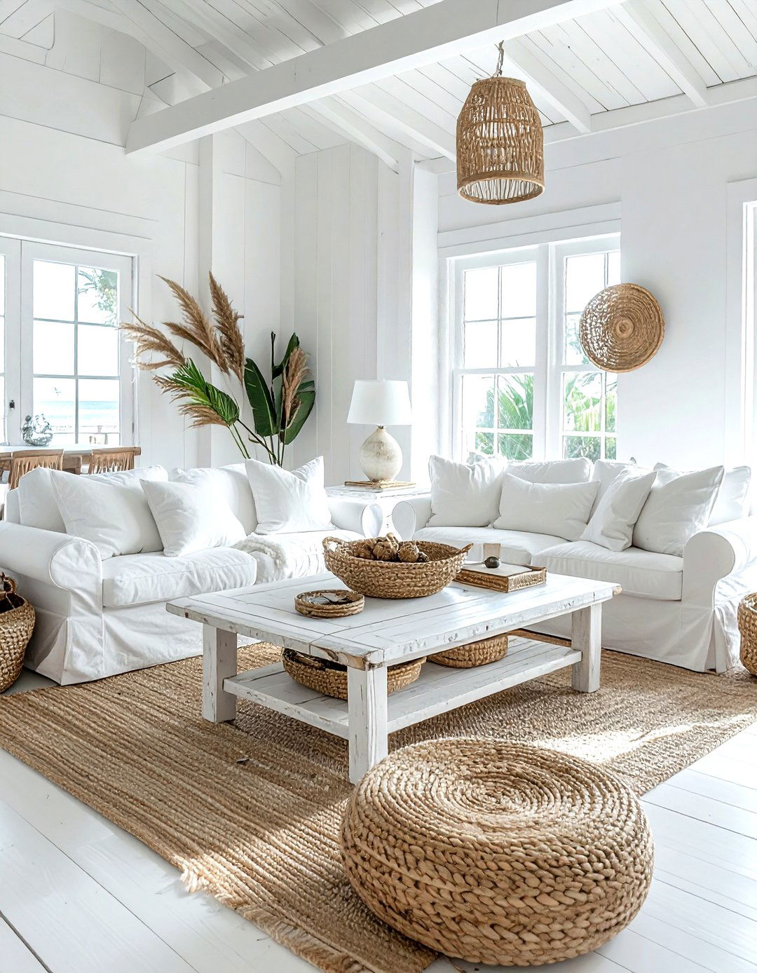 White coastal living room - 30 all white decor ideas