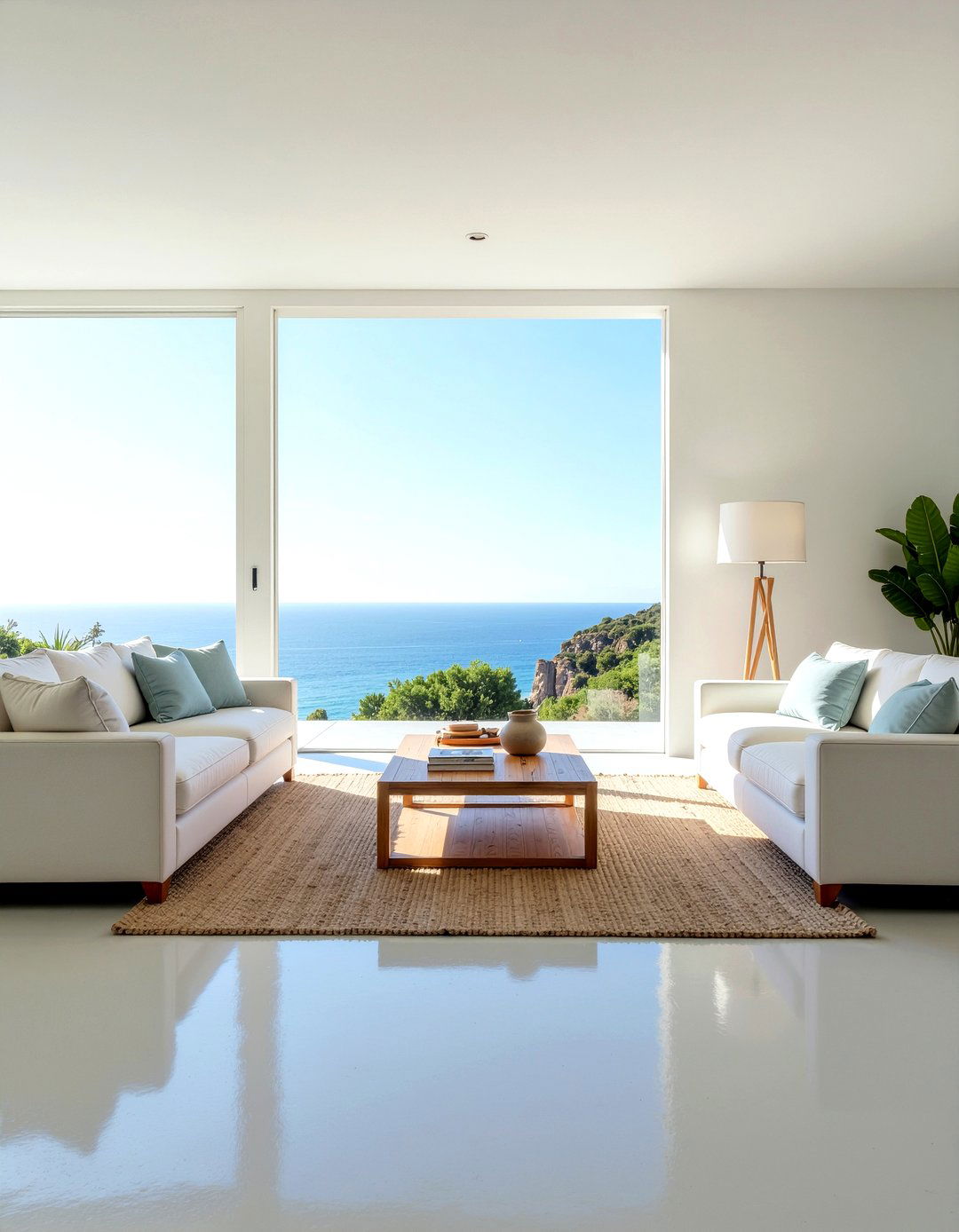 White concrete floor living room - 30 polished concrete living room ideas