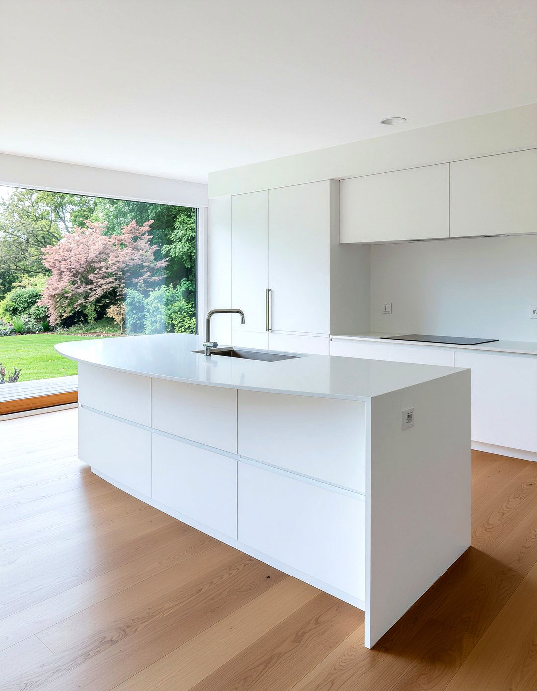 White curved island - 30 curved kitchen island ideas