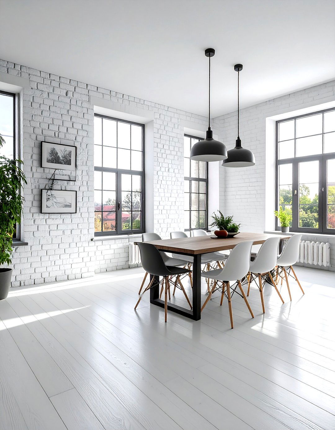 White dining room brick - 30 bright white dining room ideas