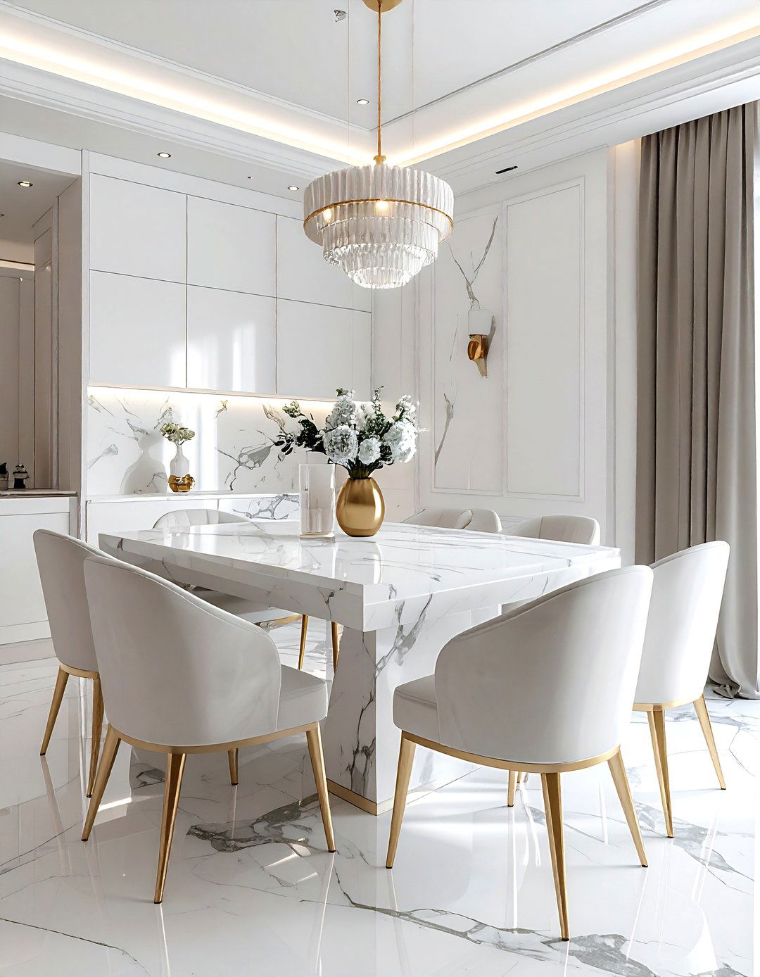 White dining room marble - 30 bright white dining room ideas