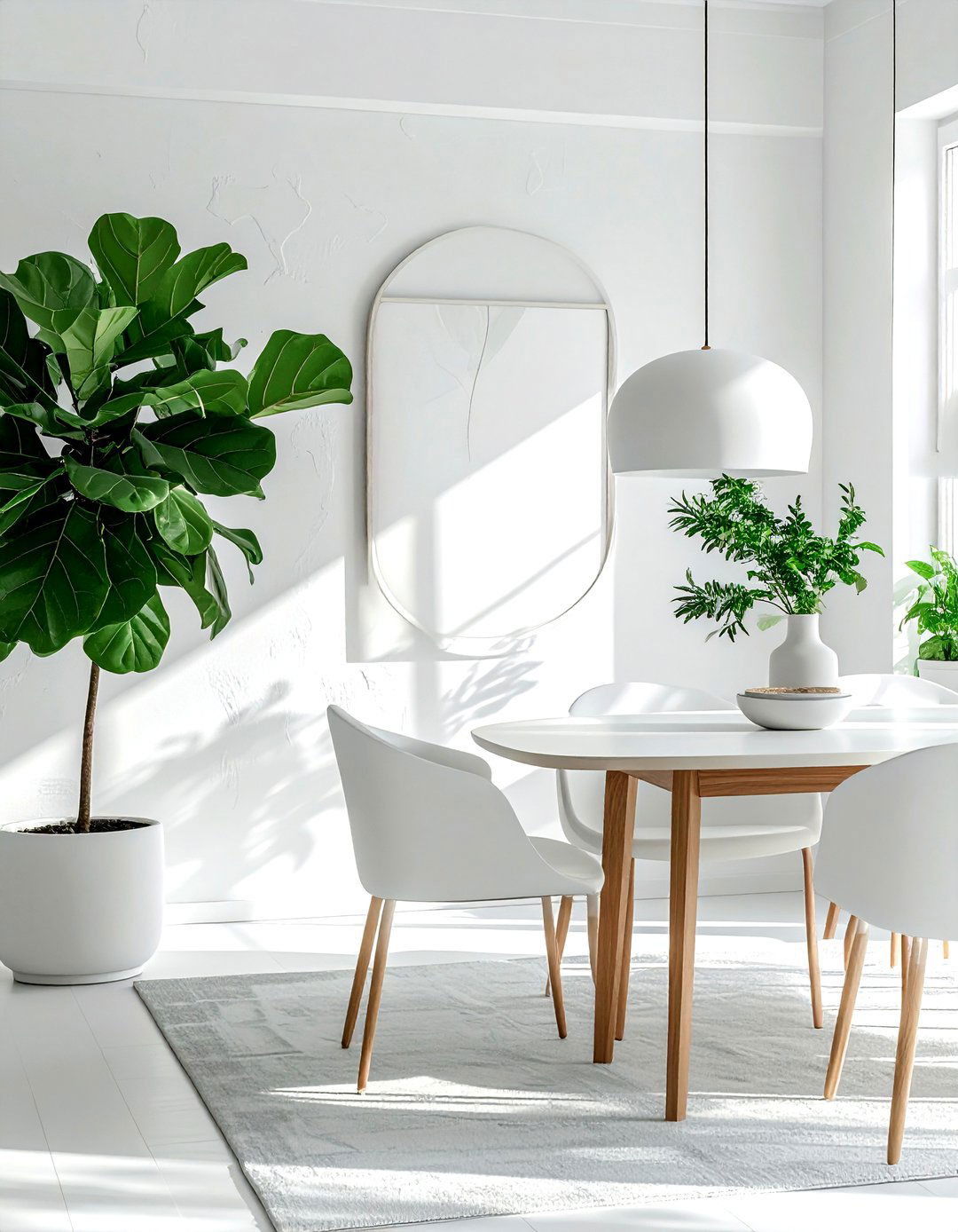 White dining room plant - 30 bright white dining room ideas
