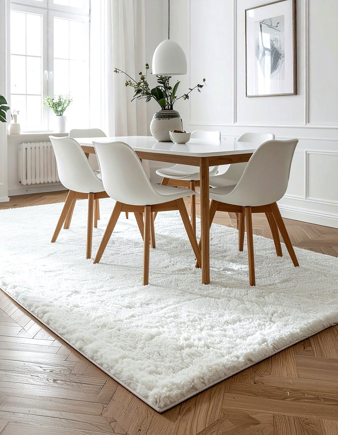 White dining room rug - 30 bright white dining room ideas