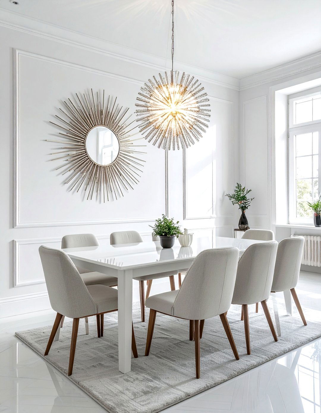 White dining room sunburst mirror - 30 sunburst mirror dining room ideas