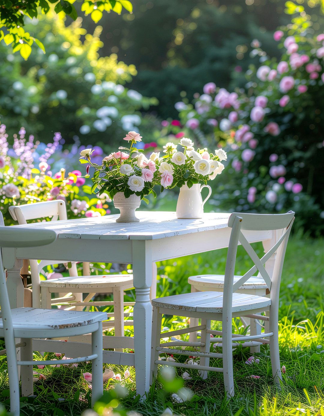 White farmhouse patio table - 30 outdoor dining table ideas