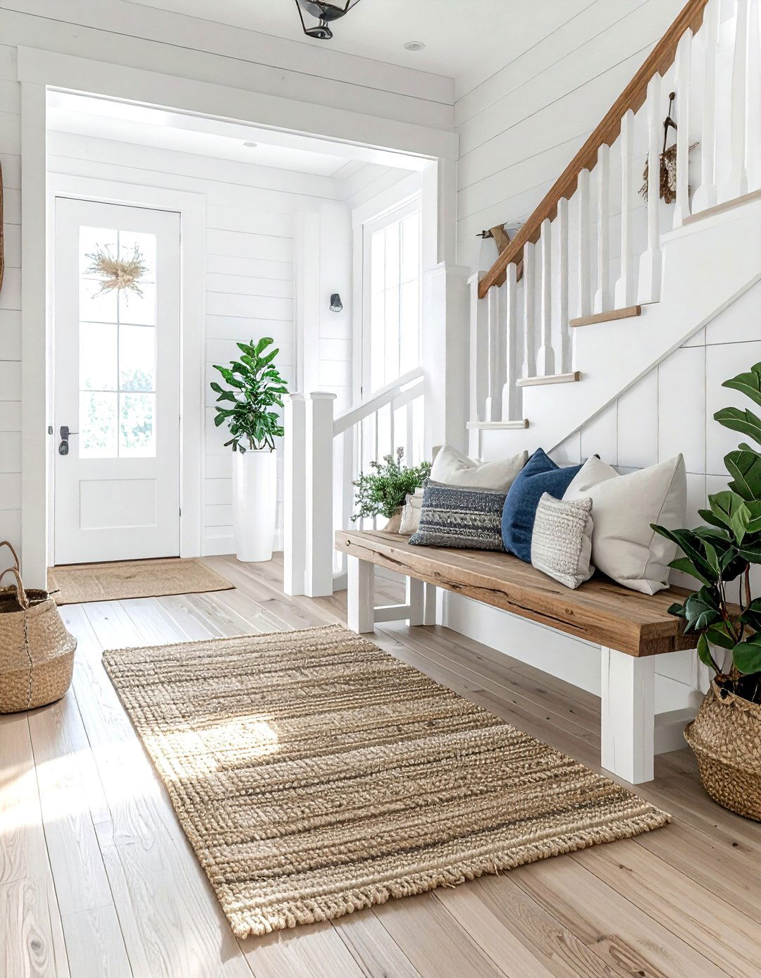 White farmhouse railing - 30 stair railing ideas
