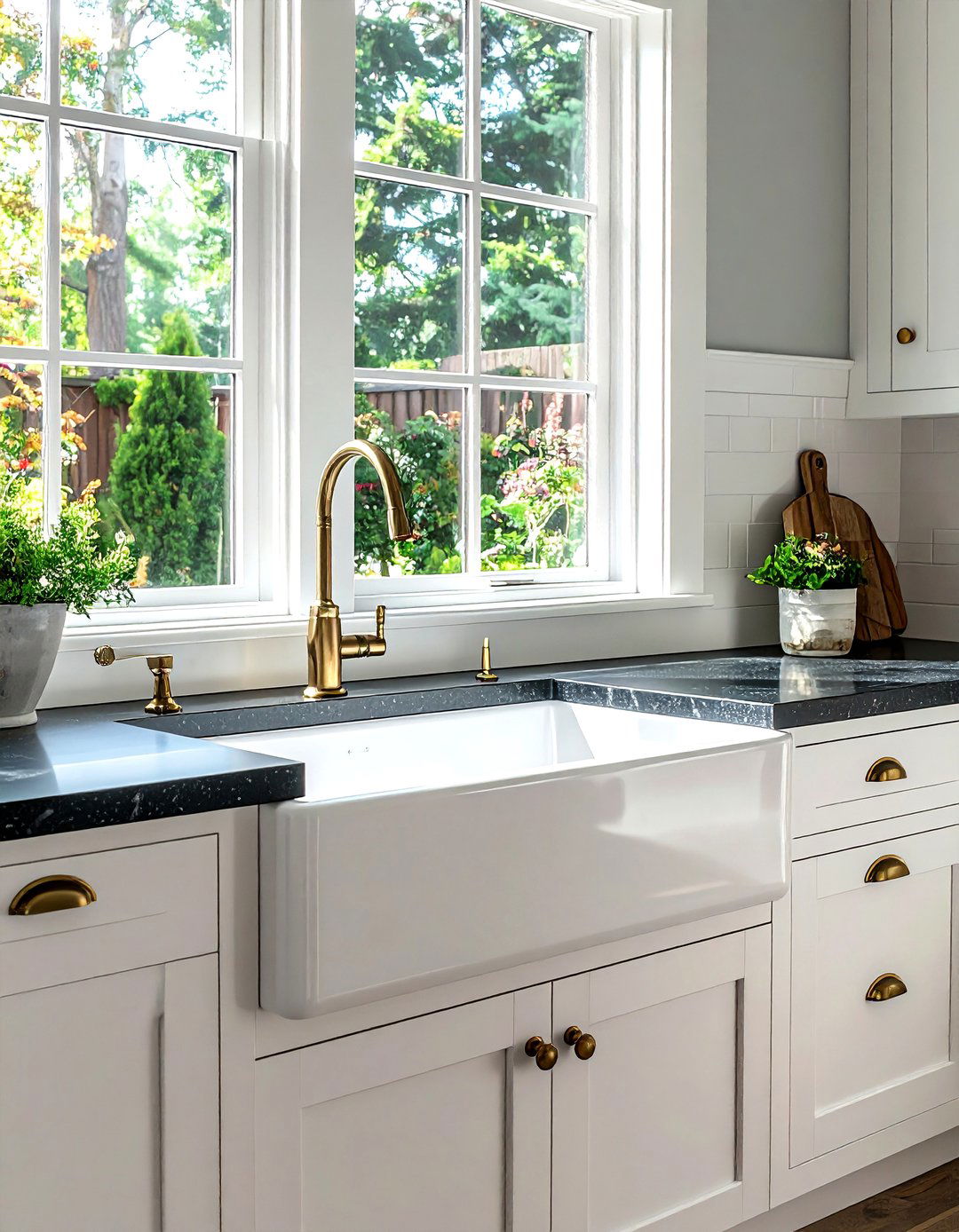 White farmhouse sink - 30 custom kitchen ideas