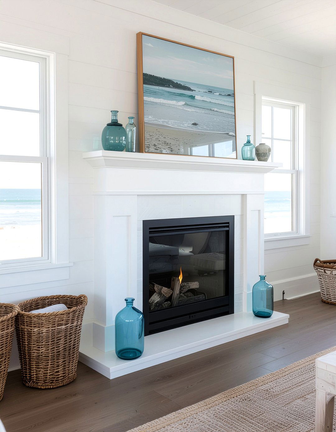 White fireplace mantel - 30 fireplace decor ideas