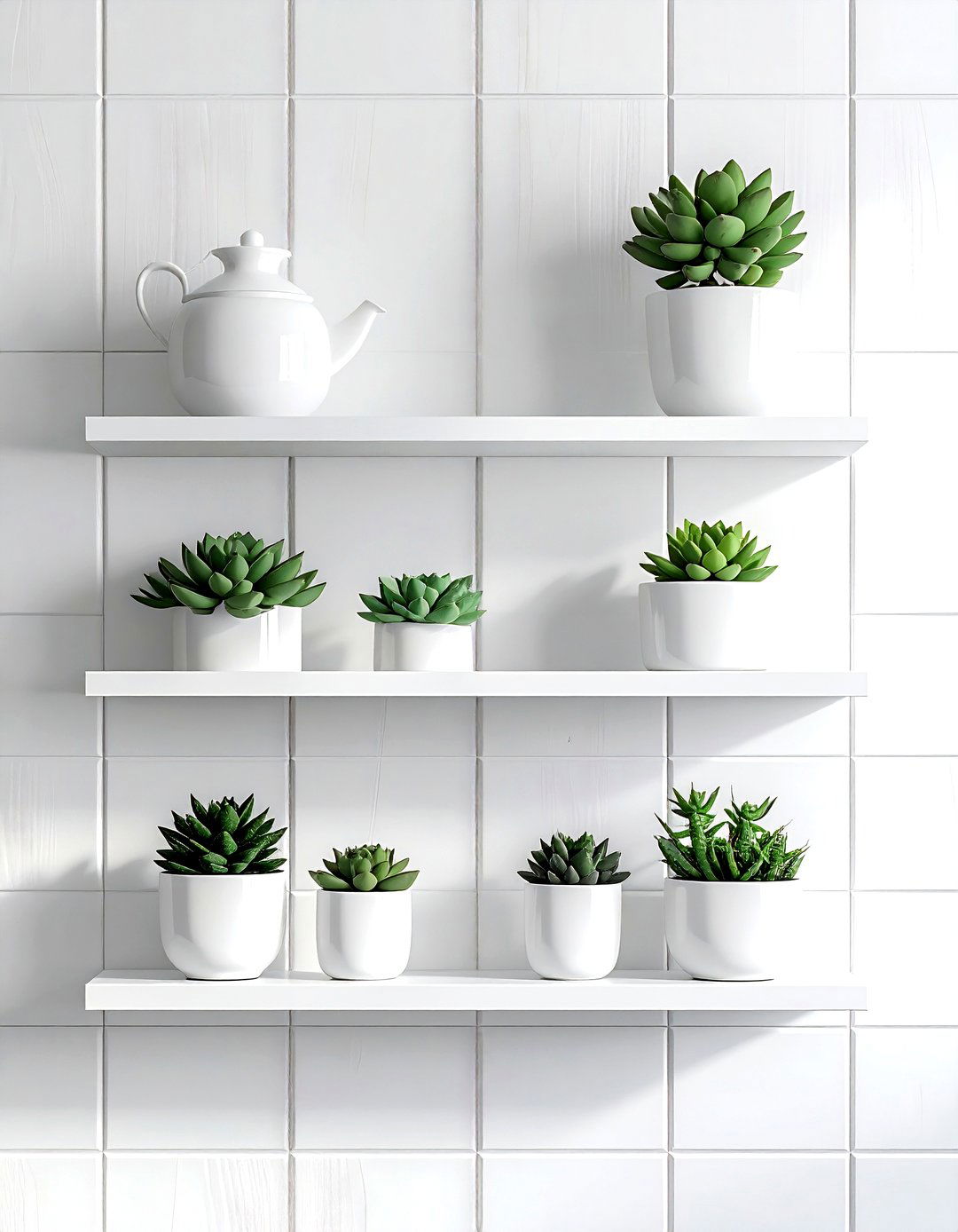 White floating wall shelf - 30 white bathroom accessories ideas