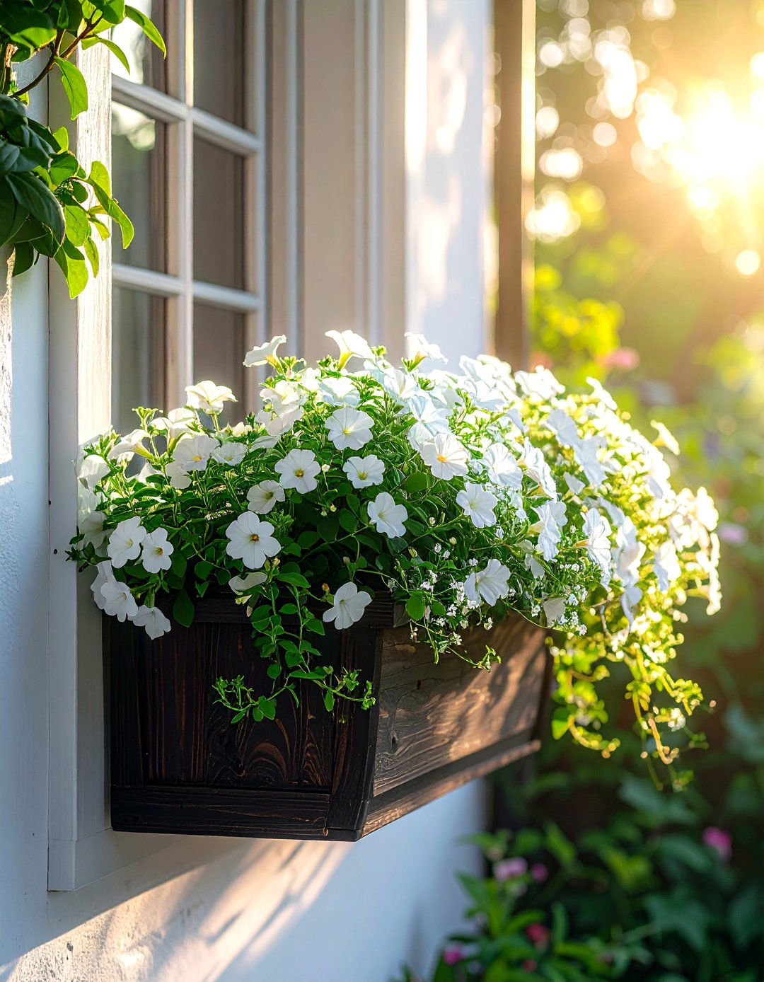 White flower window box - 30 window box ideas