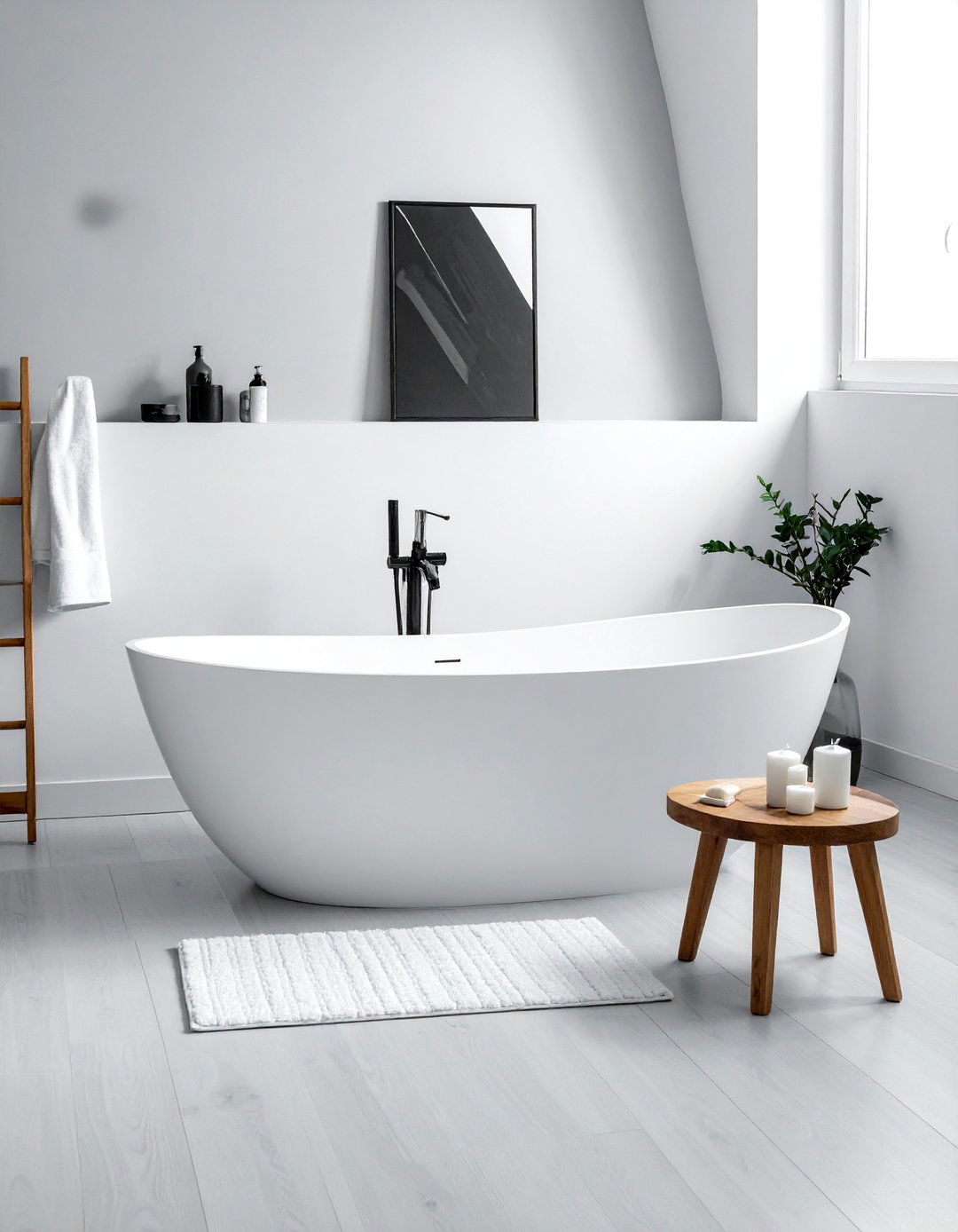 White freestanding tub charcoal backdrop - 30 charcoal and white bathroom ideas