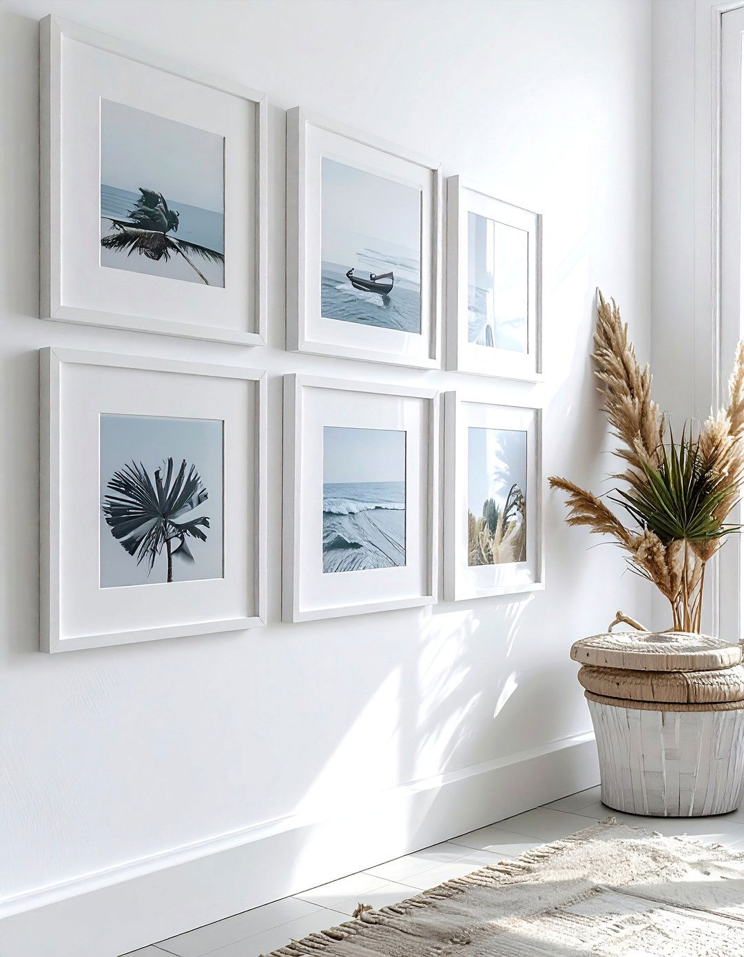 White gallery wall - 30 photo frame ideas