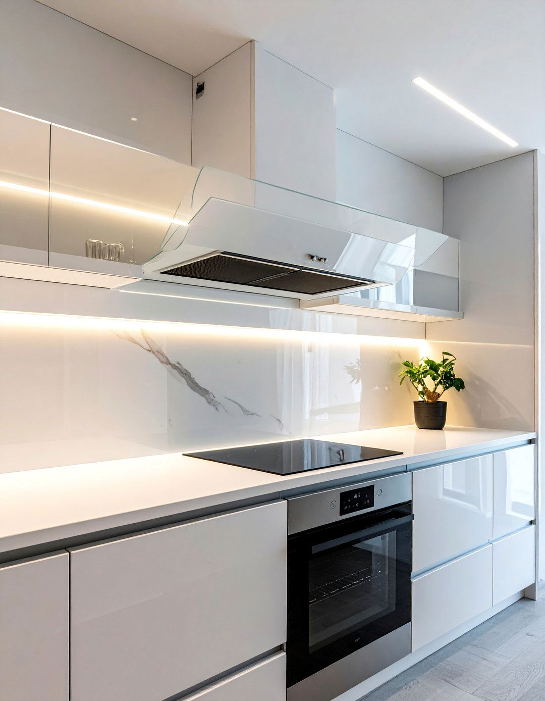 White glass range hood - 30 white hood kitchen ideas