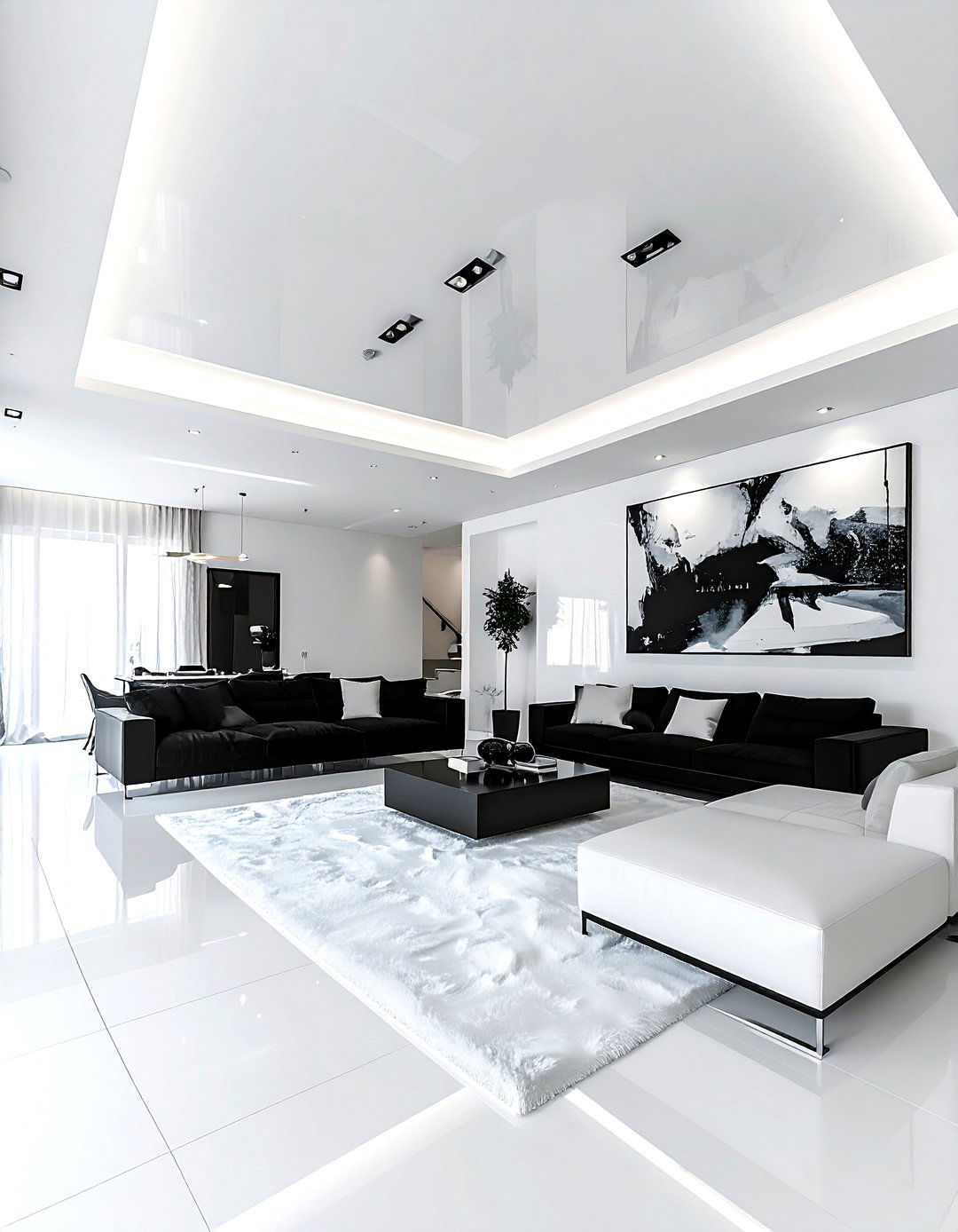 White gloss living room ceiling - 30 living room painted ceiling ideas