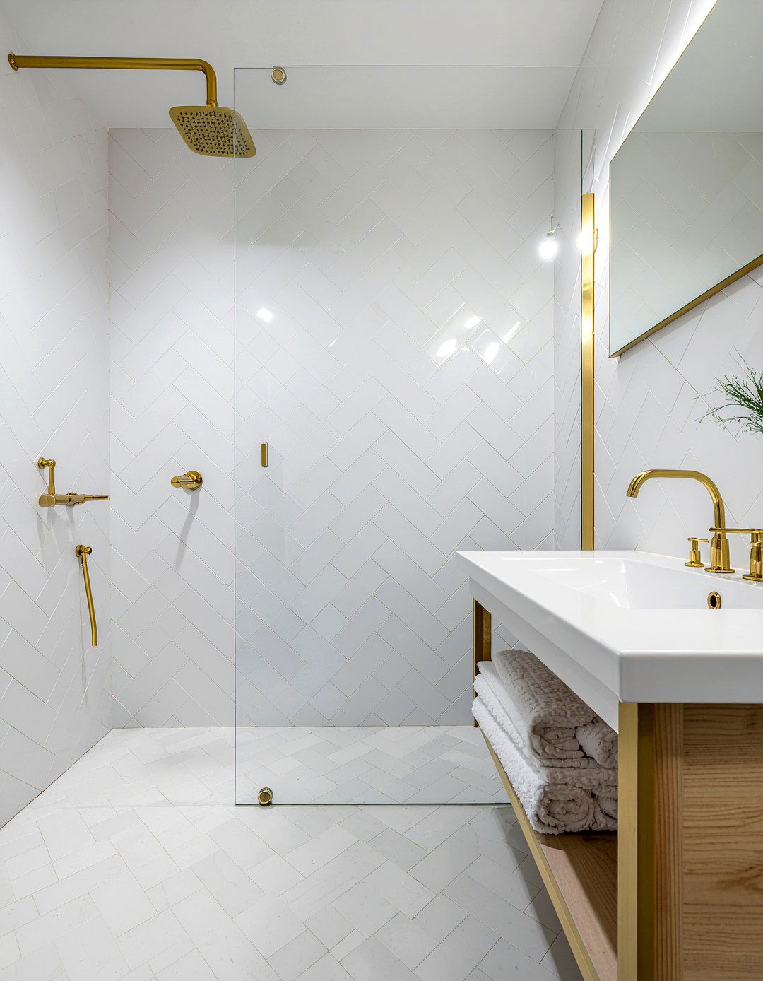 White herringbone tile bathroom - 30 herringbone tile bathroom ideas