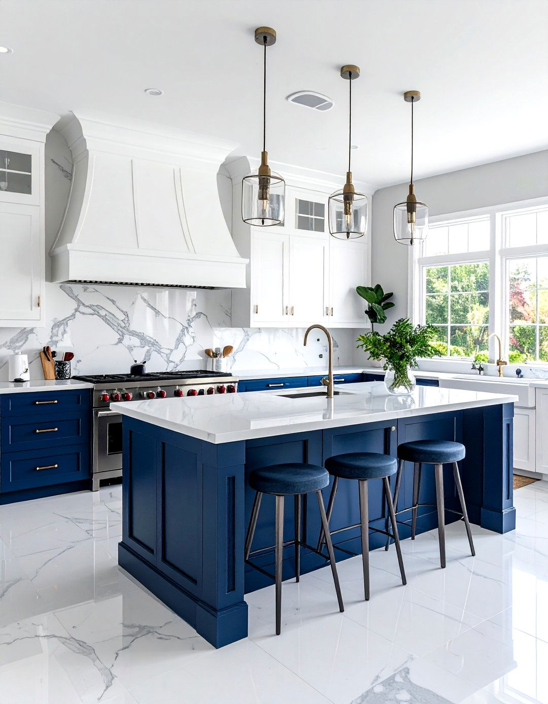 White hood blue island - 30 white hood kitchen ideas