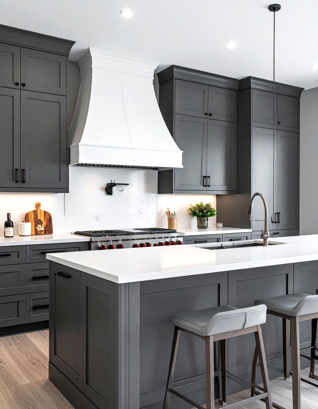 White hood gray cabinets - 30 white hood kitchen ideas