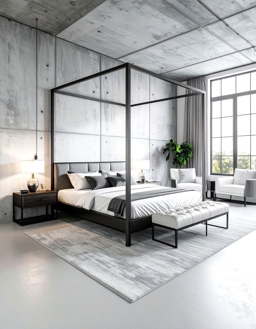 White industrial master bedroom - 30 industrial white bedroom ideas
