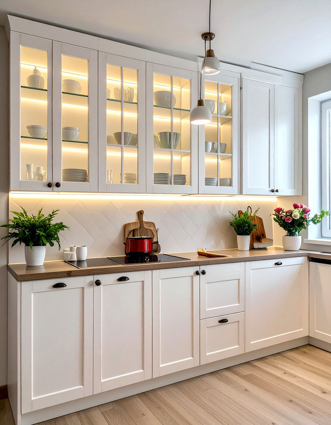 White kitchen glass front cabinets - 30 white kitchen cabinet ideas