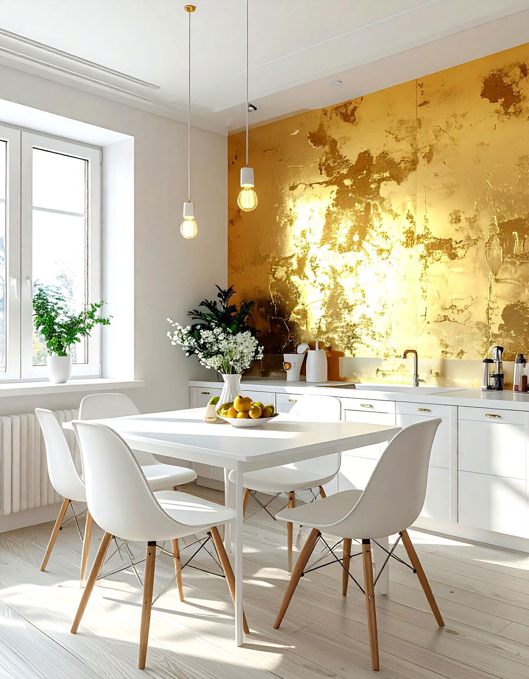 White kitchen gold accent wall - 30 gold and white kitchen ideas