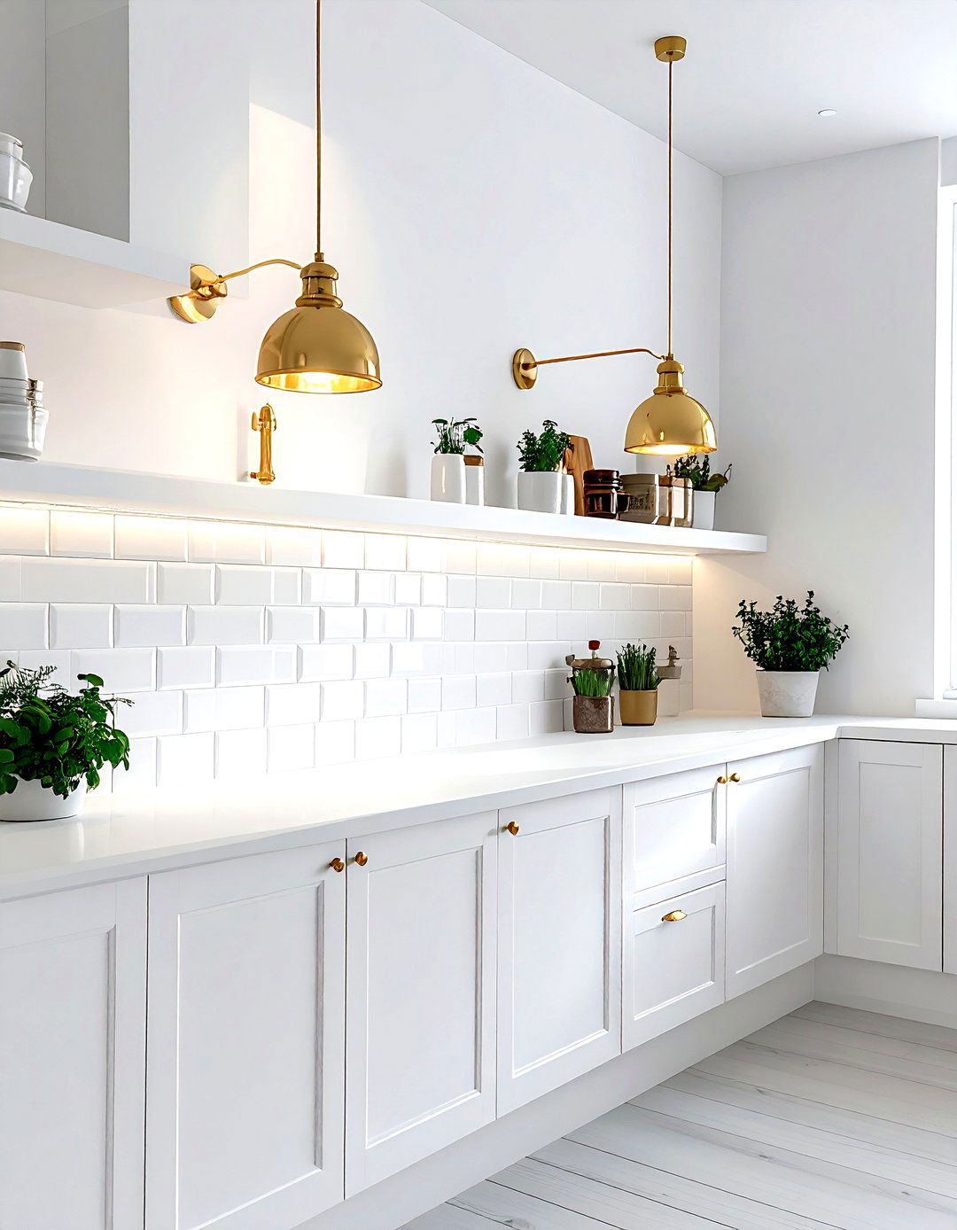 White kitchen gold wall sconces - 30 gold and white kitchen ideas