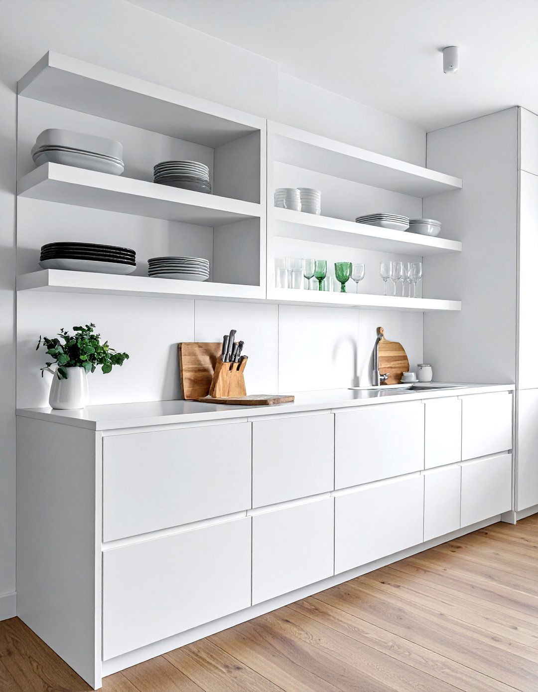 White kitchen open shelving - 30 white kitchen cabinet ideas
