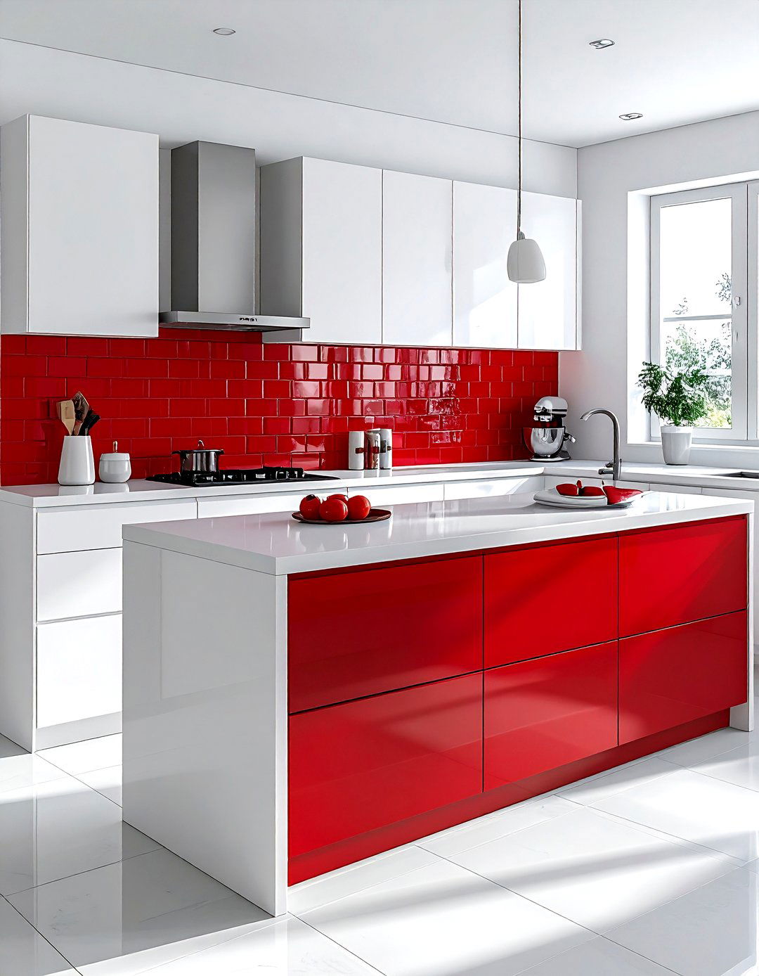 White kitchen red backsplash - 30 red and white kitchen ideas