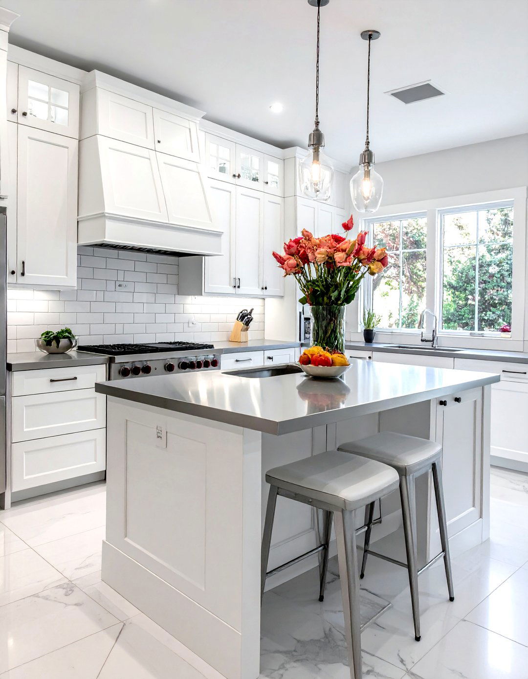 White kitchen stainless steel - 30 stainless steel countertop kitchen ideas